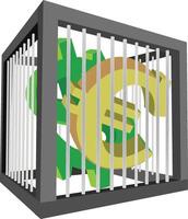 finansiell frihet begrepp med dollar symbol i bur vektor