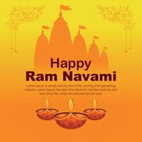 glücklich RAM Navami kulturell Banner Hindu Festival Vertikale Post wünscht sich Feier Karte RAM Navami Feier Hintergrund RAM Navami Schöne Grüße Gelb Beige Hintergrund indisch Hinduismus Festival vektor