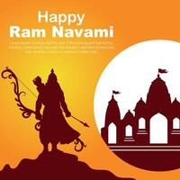 glücklich RAM Navami kulturell Banner Hindu Festival Vertikale Post wünscht sich Feier Karte RAM Navami Feier Hintergrund RAM Navami Schöne Grüße Gelb Beige Hintergrund indisch Hinduismus Festival vektor