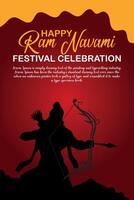 glücklich RAM Navami kulturell Banner Hindu Festival Vertikale Post wünscht sich Feier Karte RAM Navami Feier Hintergrund vektor