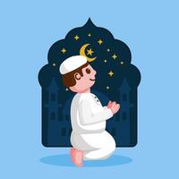 Vektor Illustration von ein Person beten. Ramadan kareem Design Konzept