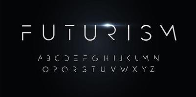 Futurismus-Stil-Alphabet. dünne Segmentlinienschrift, minimalistische Schrift für modernes futuristisches Logo, elegantes Monogramm, digitales Gerät und hud-Grafik. minimalistische Buchstaben, Vektortypografie-Design. vektor