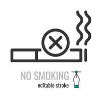 Nej rökning linje ikon. förbjuda zon rök symbol. icke rökning piktogram. do inte rök förbjuden tecken. vektor grafik illustration eps 10. redigerbar stroke