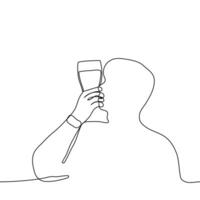 Mann küssen ein Glas von Bier - - einer Linie Zeichnung. Konzept Bier Liebhaber, Oktoberfest, alkoholisch vektor