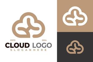 brev h moln logotyp design vektor symbol ikon illustration