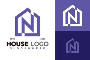 brev n hus logotyp design vektor symbol ikon illustration