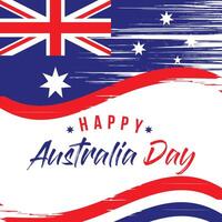 glücklich Australien Tag Beschriftung. Karte von Australien mit Flagge. Vektor Illustration