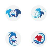 uppsättning av logotyp och symbol design tvätt ikon tvättning maskin med bubblor för företag kläder tvätta rengör modern mall vektor