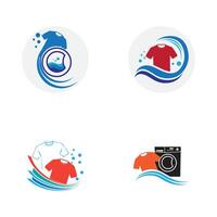 einstellen von Logo und Symbol Design Wäsche Symbol Waschen Maschine mit Luftblasen zum Geschäft Kleider waschen reinigt modern Vorlage vektor