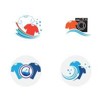 uppsättning av logotyp och symbol design tvätt ikon tvättning maskin med bubblor för företag kläder tvätta rengör modern mall vektor