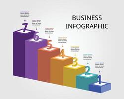 Graph Vorlage Niveau Nummer zum Infografik zum Präsentation zum 7 Element vektor