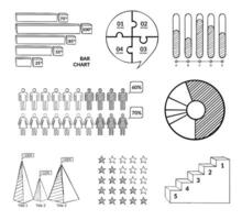 uppsättningar av diagram och infographics element. vektor uppsättning av skisse illustration.