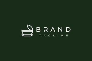 Tasse Blatt Linie Logo Design vektor