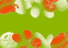 grönsaker illustration skiss stil med spray textur vektor