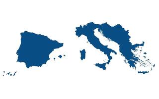 Süd- Europa Karte. Karte von Süd- Europa im Blau Farbe. vektor