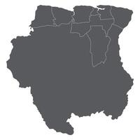 suriname Karta. Karta av suriname i administrativ provinser i grå Färg vektor