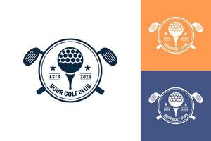 modern platt design unik golf boll klubb grafisk logotyp mall och minimalistisk golf logotyp begrepp vektor