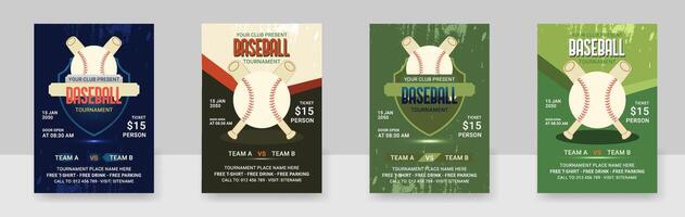 årgång grunge affisch design layout för baseboll turnering. baseboll turnering flygblad mall retro design vektor