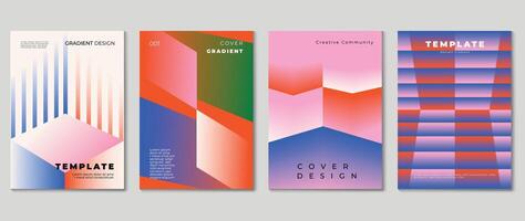 abstrakt Gradient Hintergrund Vektor Satz. minimalistisch Stil Startseite Vorlage mit beschwingt Perspektive 3d geometrisch Prisma Formen Sammlung. Ideal Design zum Sozial Medien, Poster, Abdeckung, Banner, Flyer.