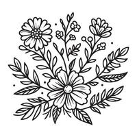 hand dragen hand dragen färg sida blomma linje konst illustration vit bakgrund vektor