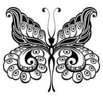 Schmetterling schwarz und Weiß Flügel. tätowieren Silhouette. Vektor Grafik