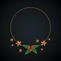 jul dekorativ ram med stjärnor och löv bakgrund vektor