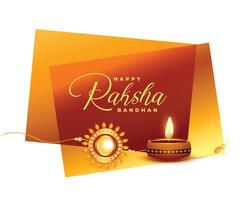 trevlig Raksha bandhan firande bakgrund med diya och rakhi design vektor