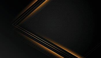 schwarz dunkel Hintergrund mit glänzend golden Licht Linien vektor