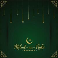 Milad un Nabi islamisch Grün Karte Design mit Dekoration vektor