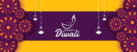dekorativ Lycklig diwali festival baner lyckönskningar design vektor
