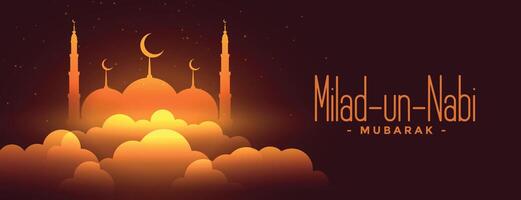 Milad un Nabi glänzend Festival glühend Banner Design vektor