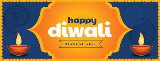 indisk festival Lycklig diwali största försäljning baner med diya vektor