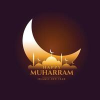 glänzend Mond und Moschee Design zum Muharram Festival vektor