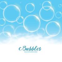 blå vatten eller tvål flytande bubblor bakgrund design vektor