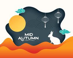 Mitte Herbst Festival Papier Schnitt Banner Design vektor