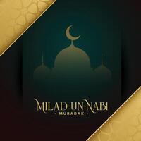 Milad un Nabi Mubarak golden wünscht sich Karte Design vektor