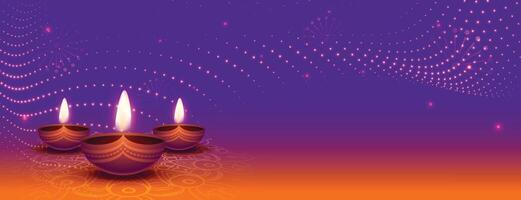 skön shubh deepavali baner med text Plats och diya vektor