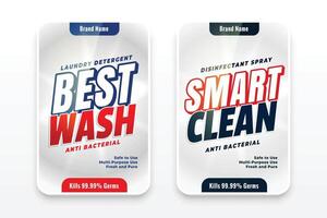Beste waschen Clever Reiniger Waschmittel Etiketten Vorlage Design vektor