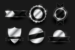 einstellen von glänzend Silber Etiketten und Abzeichen Design vektor