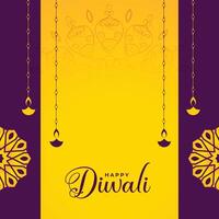 einfach Diwali Poster mit Diya und Text Raum im hell Farben Vektor