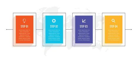 vier Schritte Zeitleiste Geschäft Infografik Vorlage Design vektor