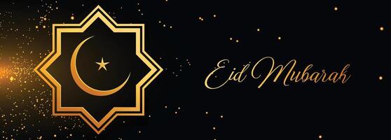 eid mubarak gyllene islamic gnistra baner design vektor