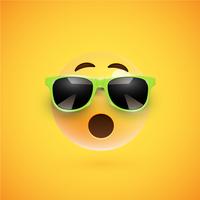 Hoch-ausführlicher smiley 3D mit Sonnenbrille auf einem bunten Hintergrund, Vektorillustration vektor