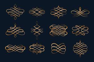 uppsättning av virvla runt calligraphic prydnad dekorativ gränser eller avdelare vektor