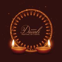Lycklig diwali skinande festival av lampor bakgrund design vektor