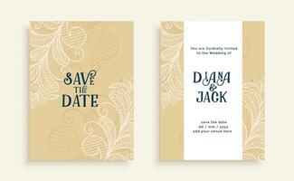 stilvoll speichern das Datum Hochzeit Einladung Karte Design vektor
