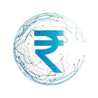 digital pengar indisk rupee trogen krets teknologi bakgrund vektor