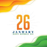 26: e januari republik dag händelse kort med tricolor tema vektor