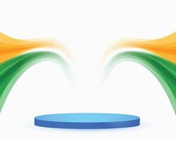 stilvoll indisch Flagge mit 3d Podium Plattform zum Republik Tag vektor