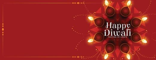 glücklich Diwali Festival Diya Banner mit Text Raum vektor